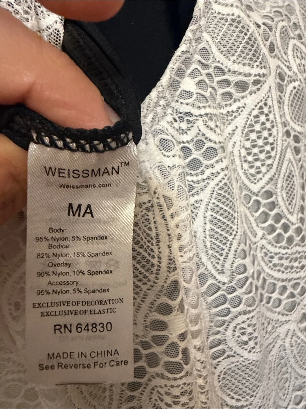 WEISSMAN Dance Costume black and White lace mesh Young And Beautiful 11893 MA